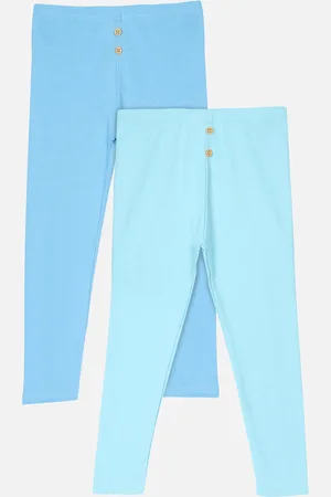 BodyCare Girls Pack of 2 Blue Solid Slim-Fit Track Pants
