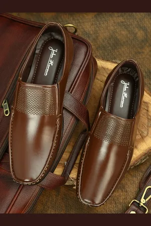 John Karsun Men Brown Solid Formal Slip-Ons