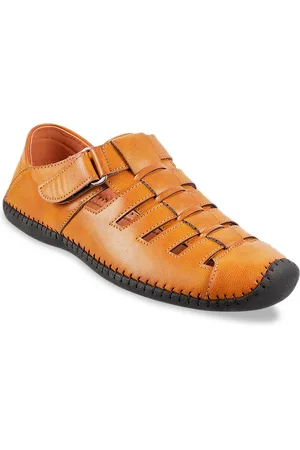 Metro Men Tan Brown Shoe-Style Sandals