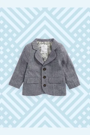 Mothercare Boys Blue Printed Pure Cotton Single-Breasted Casual Blazer