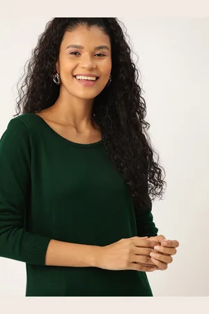 DressBerry Women Green Solid Pullover Sweater