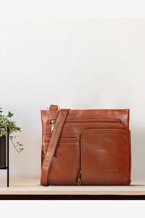 Metro Tan Brown Textured Leather Sling Bag