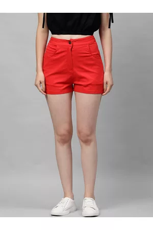 ATHENA Women Red Solid Regular Fit Chino Shorts