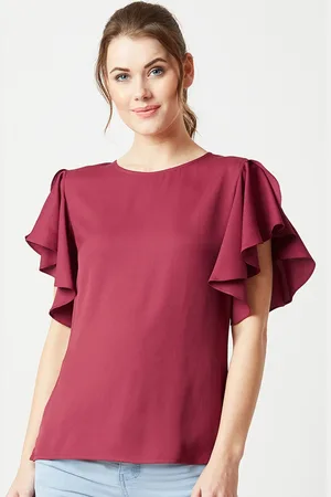 Miss Chase Women Maroon Solid Top