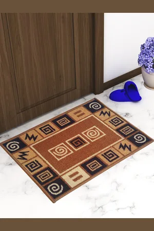 Athom Trendz Set Of 2 Brown & Black Self-Design Anti-Skid Doormats