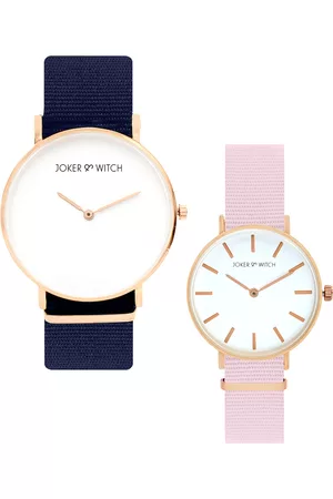 Joker & Witch White and Pink Couple Watch Gift Set JWCW93