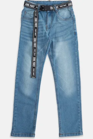 Pantaloons Boys Blue Tapered Fit Light Fade Jeans