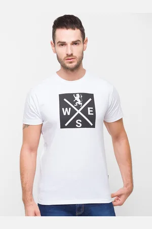 Giordano Men White Printed Slim Fit Cotton T-shirt