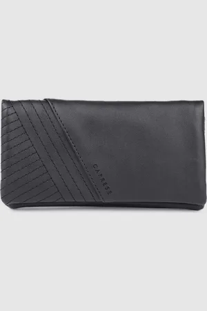 Caprese Women Black Embroidered Two Fold Wallet