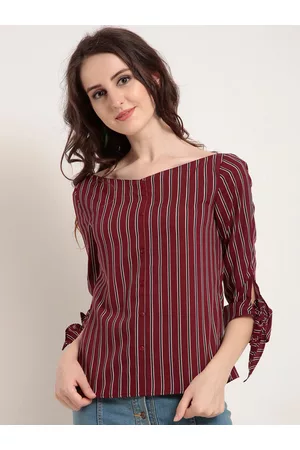 Rare Fashion Women Maroon Striped Top