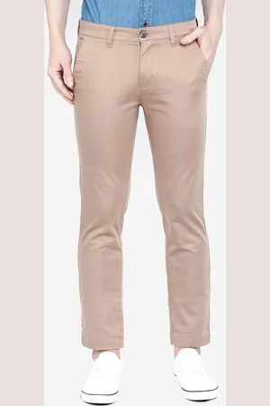 Giordano Men Beige Smart Slim Fit Solid Regular Trousers