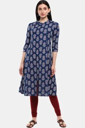 Desi Mix Women Blue Ethnic Motifs Printed Kurta