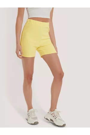 NA-KD Women Yellow Slim Fit High-Rise Hot Pants Shorts