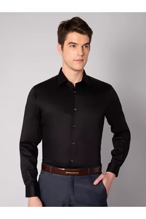 CANTABIL Men Black Satin Formal Shirt