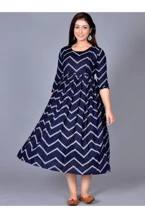 ROOPWATI FASHION Women Navy Blue Chevron Maternity Anarkali Kurta