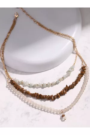 DEEBACO White Gold-Plated Layered Necklace