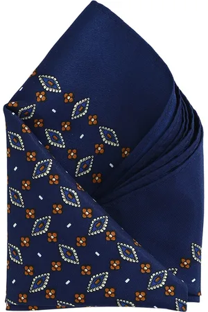 Calvadoss Men Navy Blue Printed Pocket Square