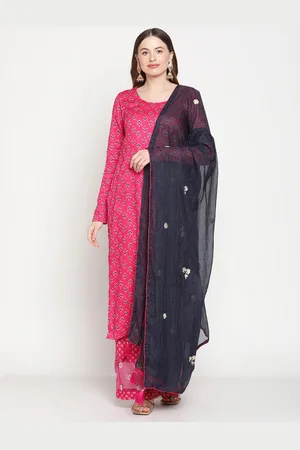Stylee Lifestyle Magenta & Black Printed Unstitched Dress Material