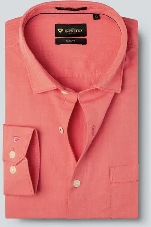 Invictus Men Pink Regular Fit Solid Sustainable Formal Shirt