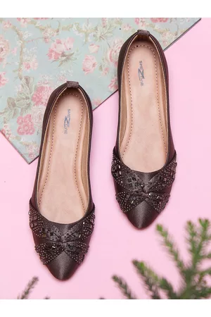SHEZONE Women Grey Embellished Ballerinas