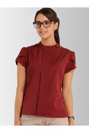 FableStreet Women Maroon Solid Top
