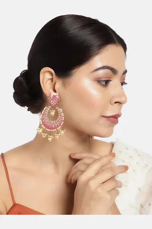 LAIDA Pink & Gold-Plated Handcrafted Enamelled Chandbalis