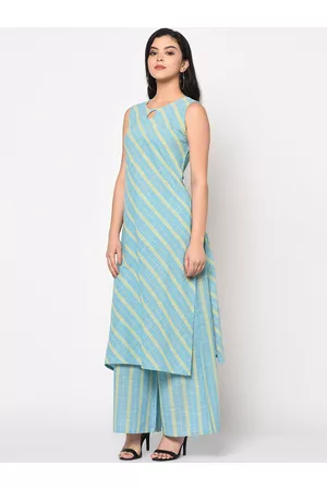 Antaran Women Blue Printed Pure Cotton Kurta with Palazzos