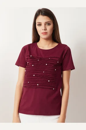 Miss Chase Women Maroon Solid Top