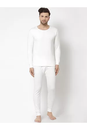 Kalt Men White Solid Thermal Set