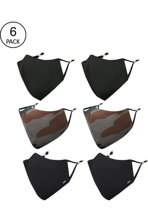 Masq Men Pack of 6 Reusable 3-Ply Adjustable Anti-Pollution Pure Cotton Cloth Masks