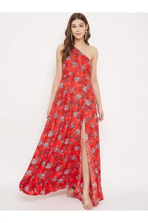Berrylush Women Red Printed Maxi Dress