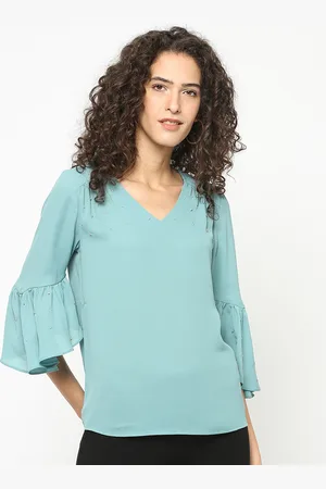Gipsy Women Sea Green Solid Top