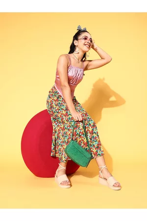 Antheaa Pink Satin Crop Top