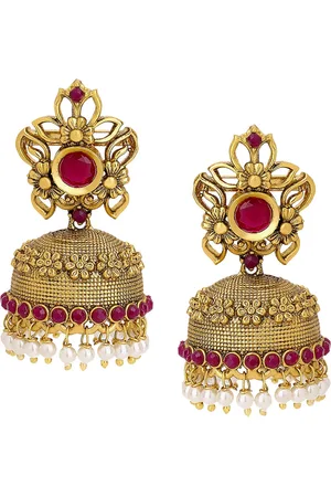 Adwitiya Collection Gold Contemporary Jhumkas Earrings