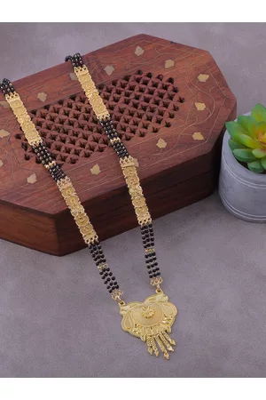 Brandsoon Gold-Plated Black Beaded Mangalsutra