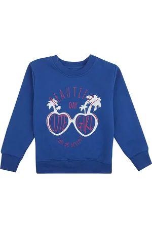 DYCA Girls Blue Printed Sweatshirt