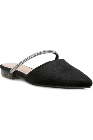 London Rag Women Black Embellished Mules Flats