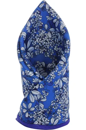 Alvaro Castagnino Blue Tropical Print Pocket Square
