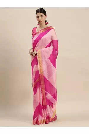 Jaipur Pink Tie and Dye Art Silk Bandhani Kota Saree