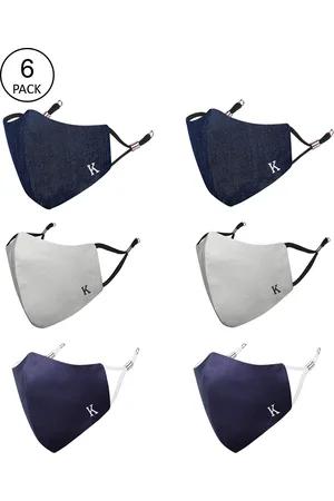 Masq Unisex Pack Of 6 Black & Navy Blue 4-Ply Reusable Pure Cotton Cloth Face Masks