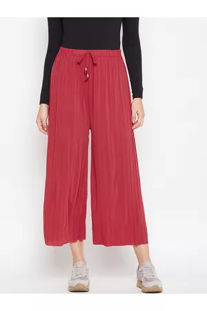 Camey Women Maroon Solid Straight Palazzos