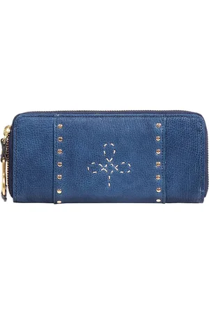 Hidesign Women Blue & White Textured Zip Around Leather Wallet