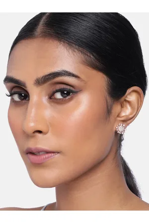 I Jewels Women Rose Gold Floral Studs Earrings