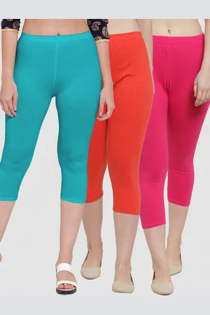 Jinfo Women Pink & Orange Pack Of 3 Solid Capris