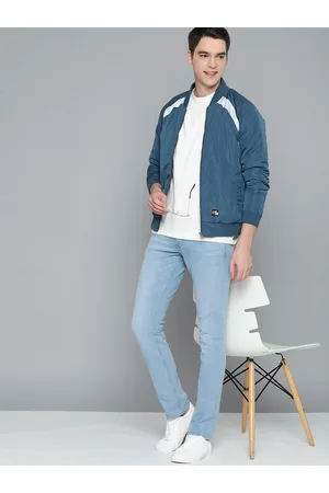 Mast & Harbour Men Teal Blue Solid Bomber Jacket
