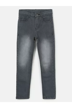 URBANO Boys Grey Slim Fit Mid-Rise Clean Look Stretchable Jeans