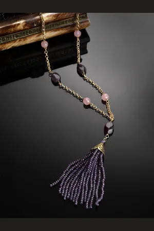 DUGRISTYLE Gold-Toned & Purple Copper Gold-Plated Handcrafted Necklace
