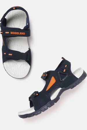 Woodland Men Navy Blue & Orange Solid Comfort Sandals