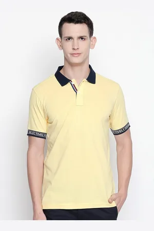 Basics Men Yellow Polo Collar Muscle Fit T-shirt