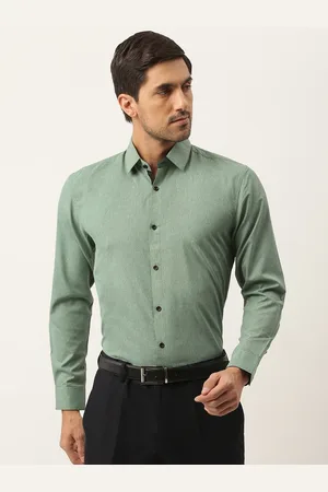 SOJANYA Men Green Classic Regular Fit Cotton Solid Formal Shirt